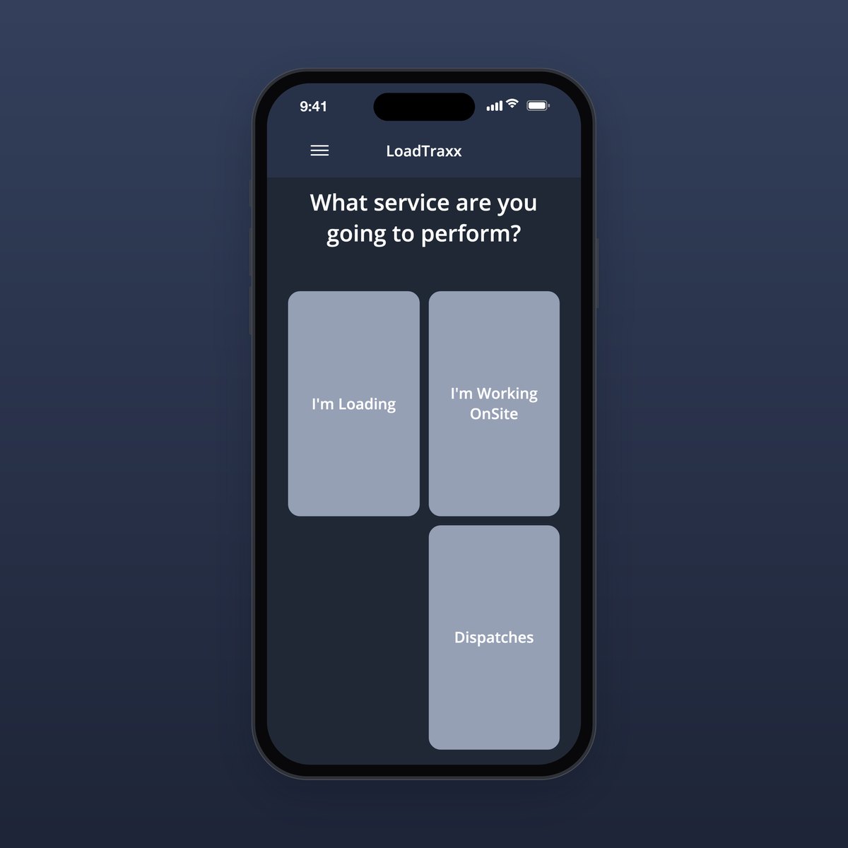 The LoadTraxx driver app on a phone