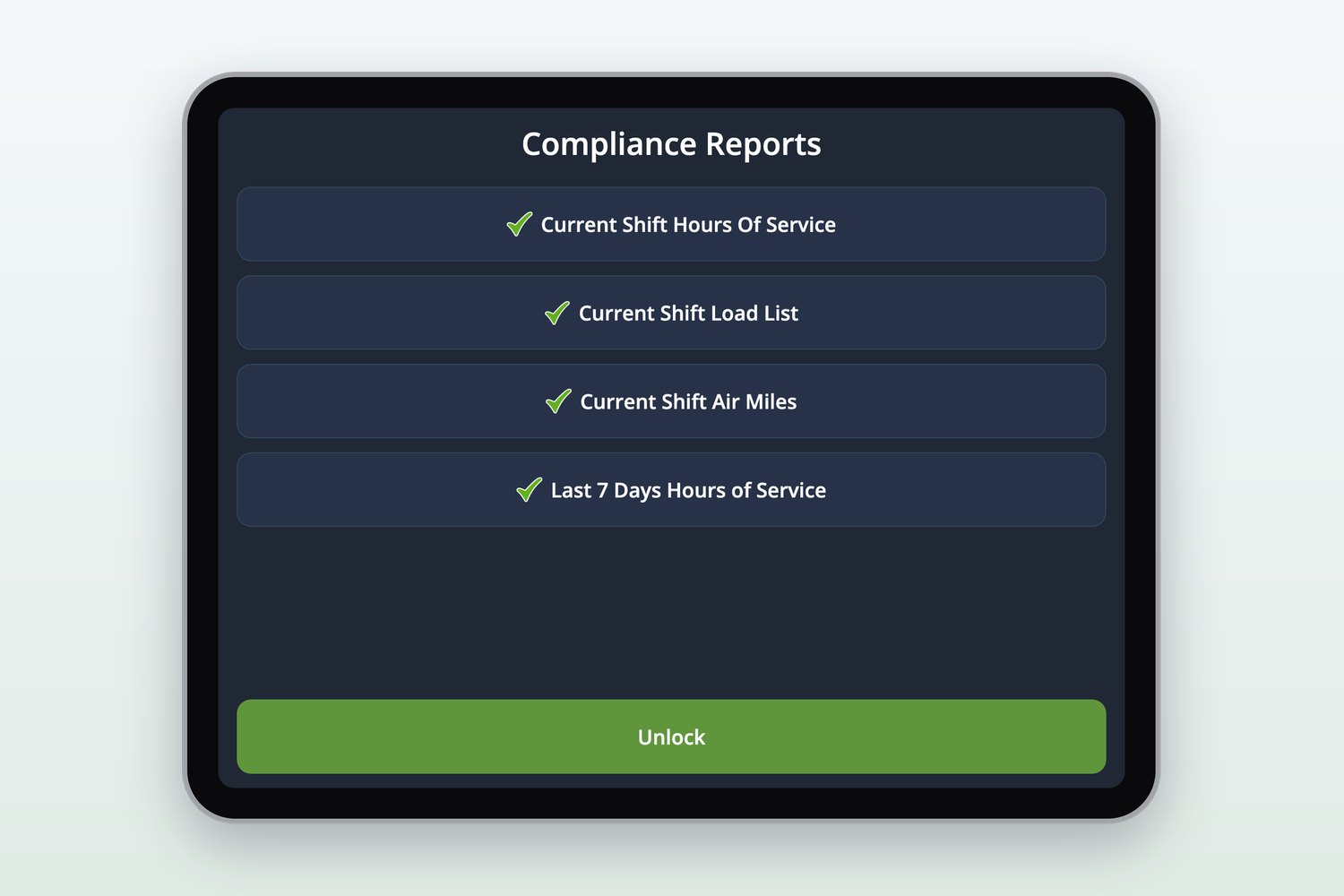 Compliance reports in the LoadTraxx driver app